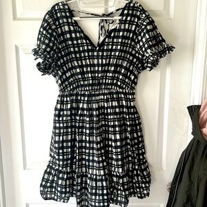 Black and white plaid babydoll dress